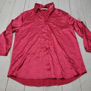 Victorias Secret pink satin button down silky nightgown shirt oversized